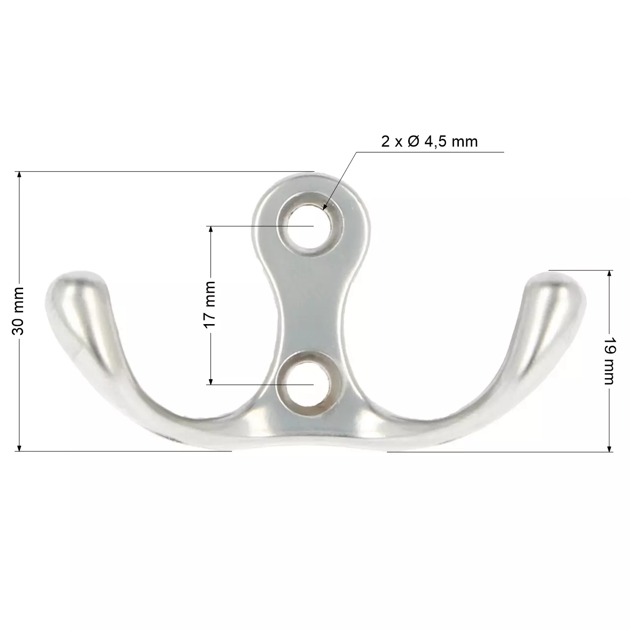 Haczyk ubraniowy podwójny aluminium - 7
