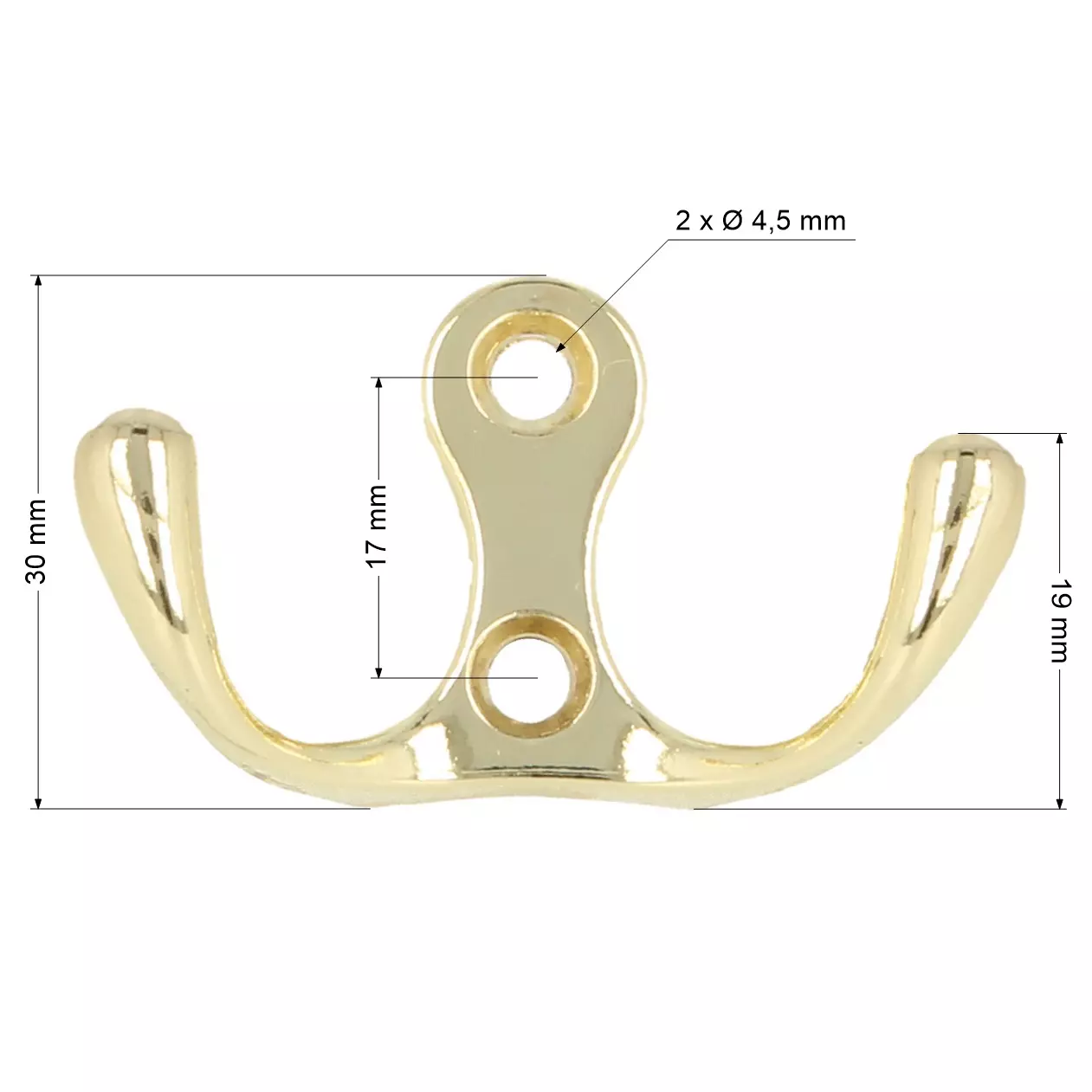 Haczyk ubraniowy podwójny kolor złoty - 5