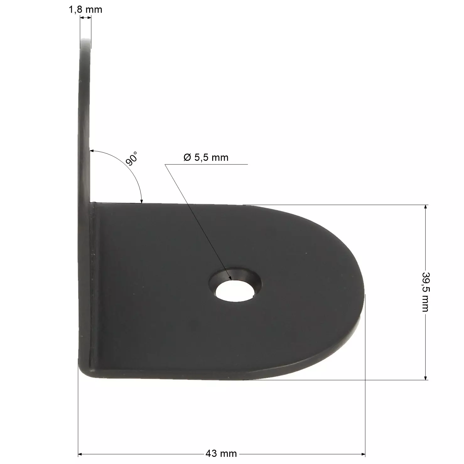 Kątownik montażowy 43x39x1,8mm czarny - 5
