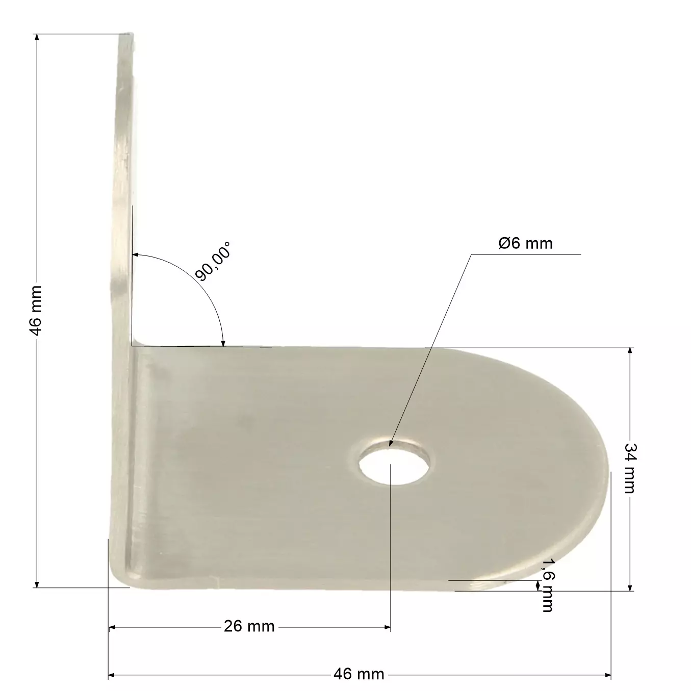 Kątownik montażowy kabiny toaletowej 46×34×1,6mm - 3