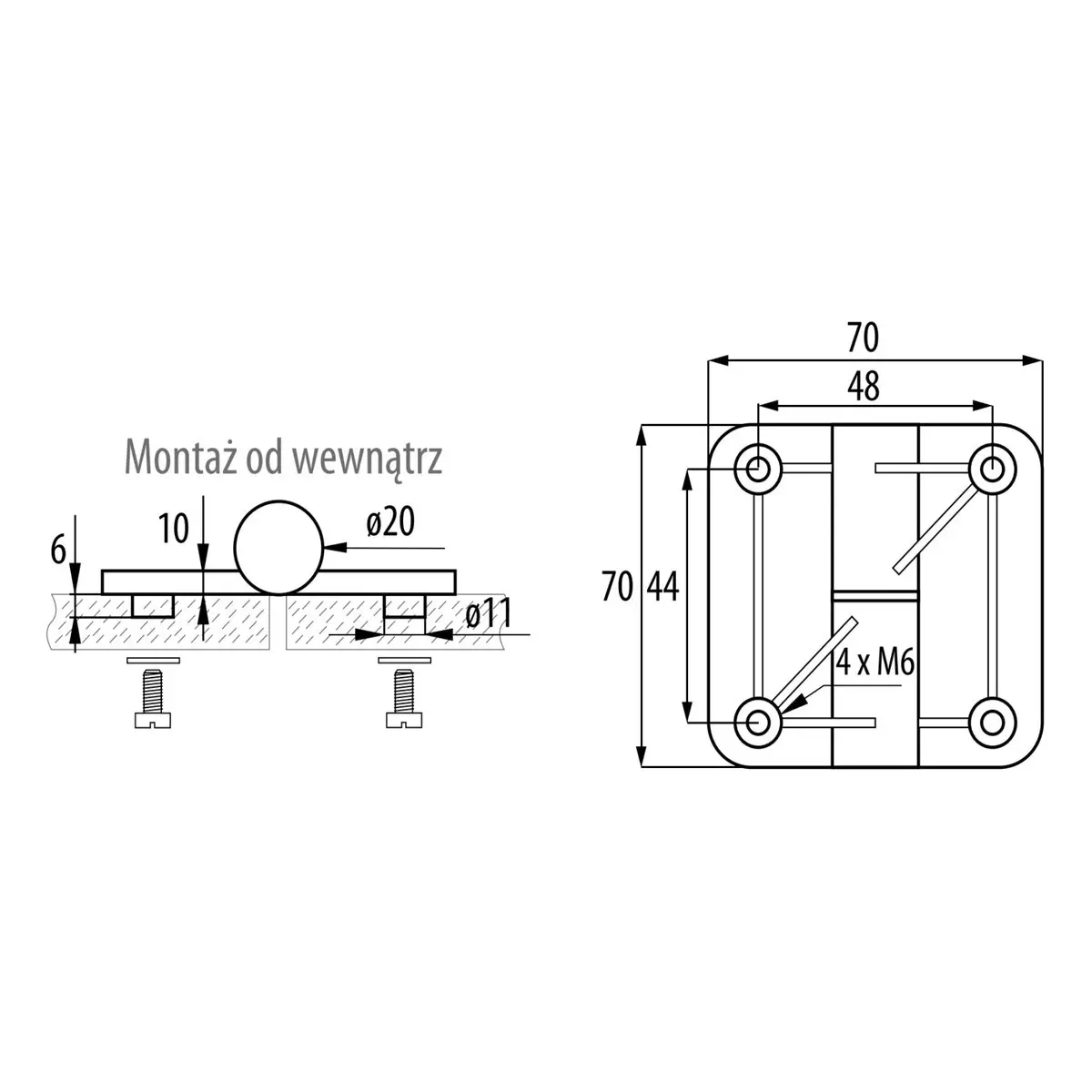 Zawias samodomykający ZnAl prawy prostokątny - 3