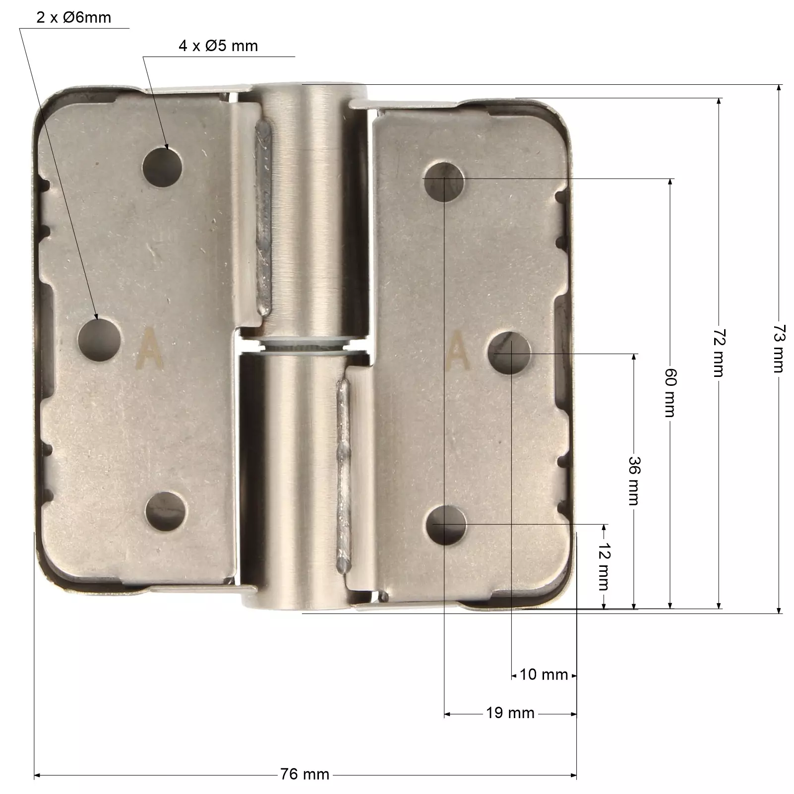 Zawias samodomykający ZnAl 76x73mm lewy prostokątny - 6
