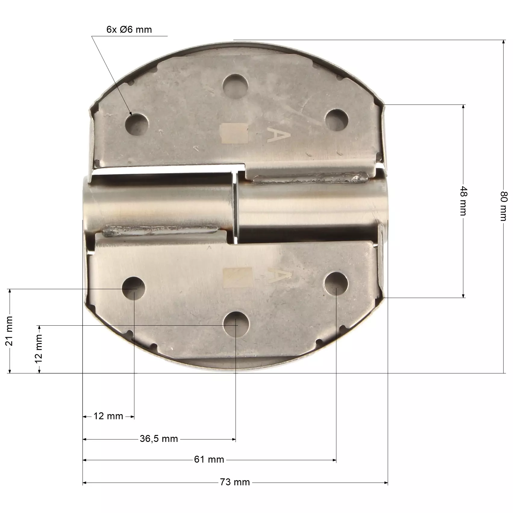 Zawias samodomykający ZnAl 73x80mm lewy owalny - 6