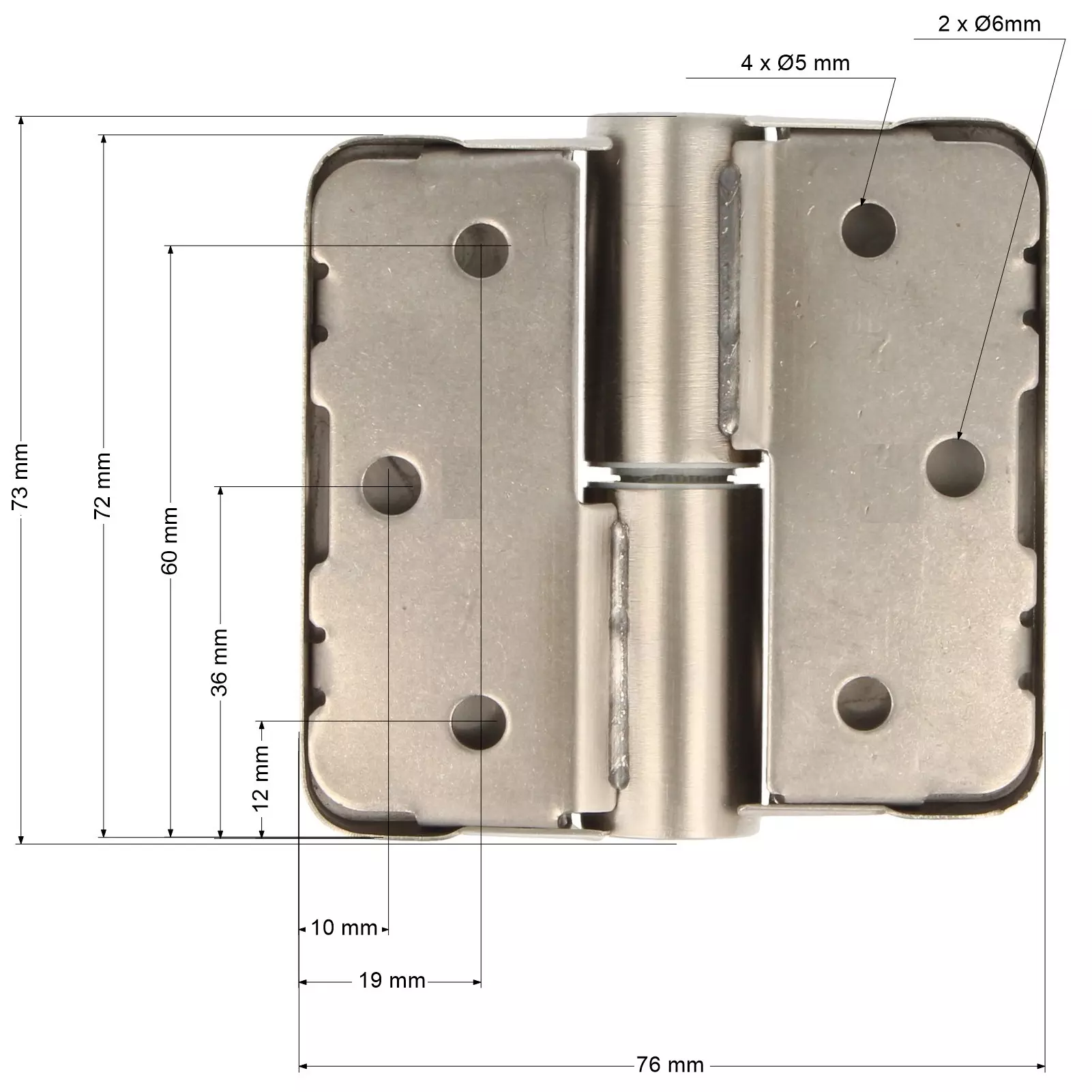 Zawias samodomykający ZnAl 76x73mm prawy prostokątny - 7