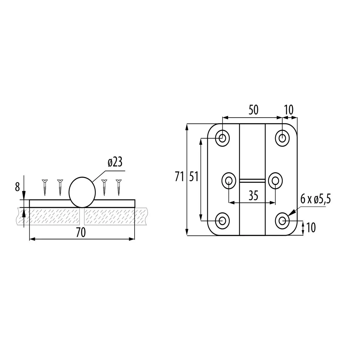 Zawias samodomykający prawy z otw. - 3