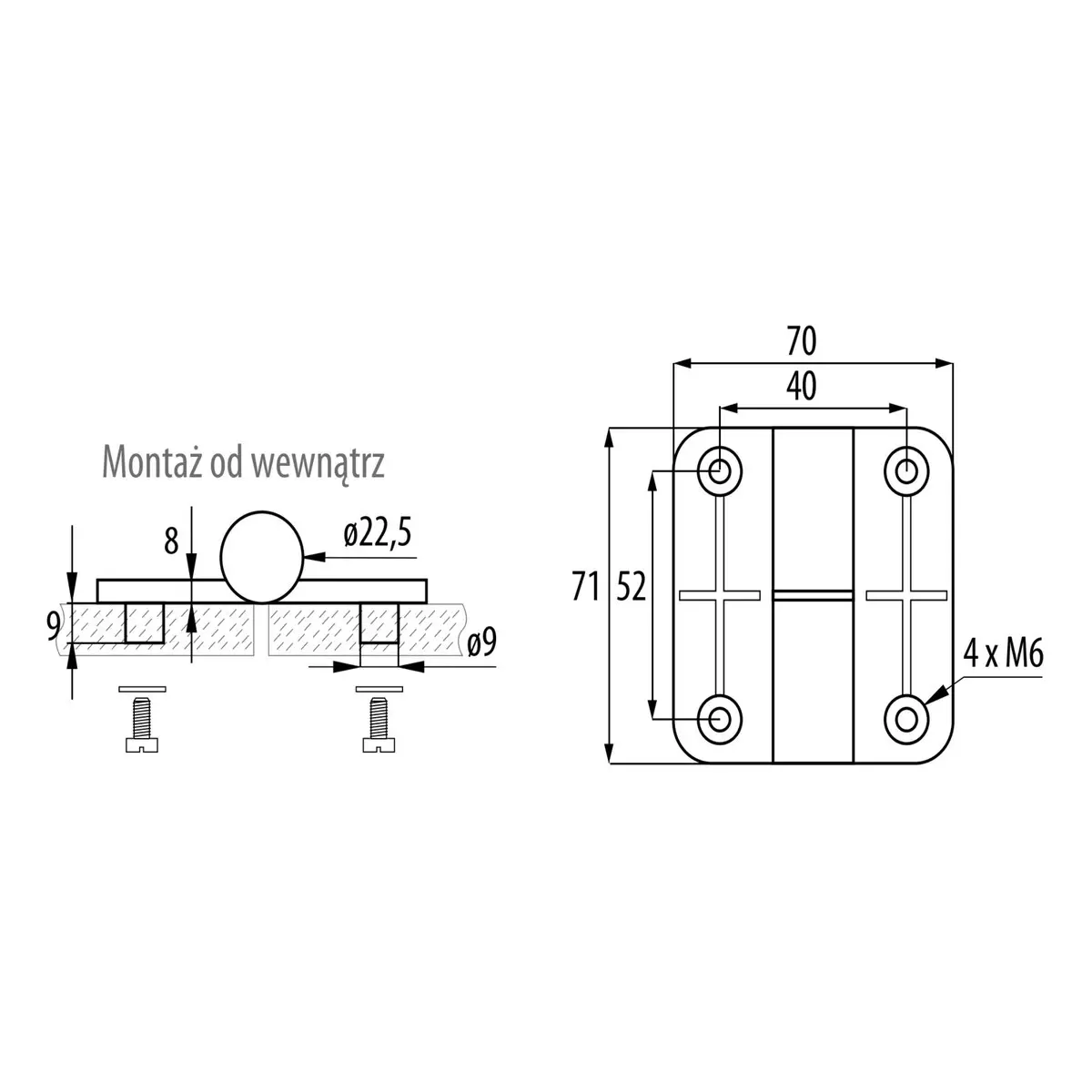 Zawias samodomykający prawy - 4