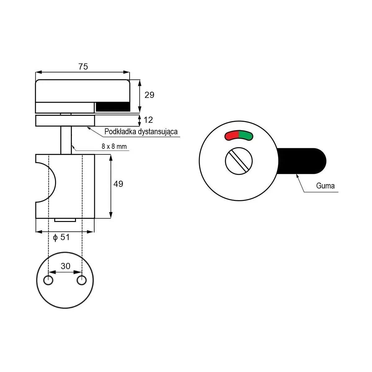 Zamek z gałką 10-18mm uniwersalny - 7