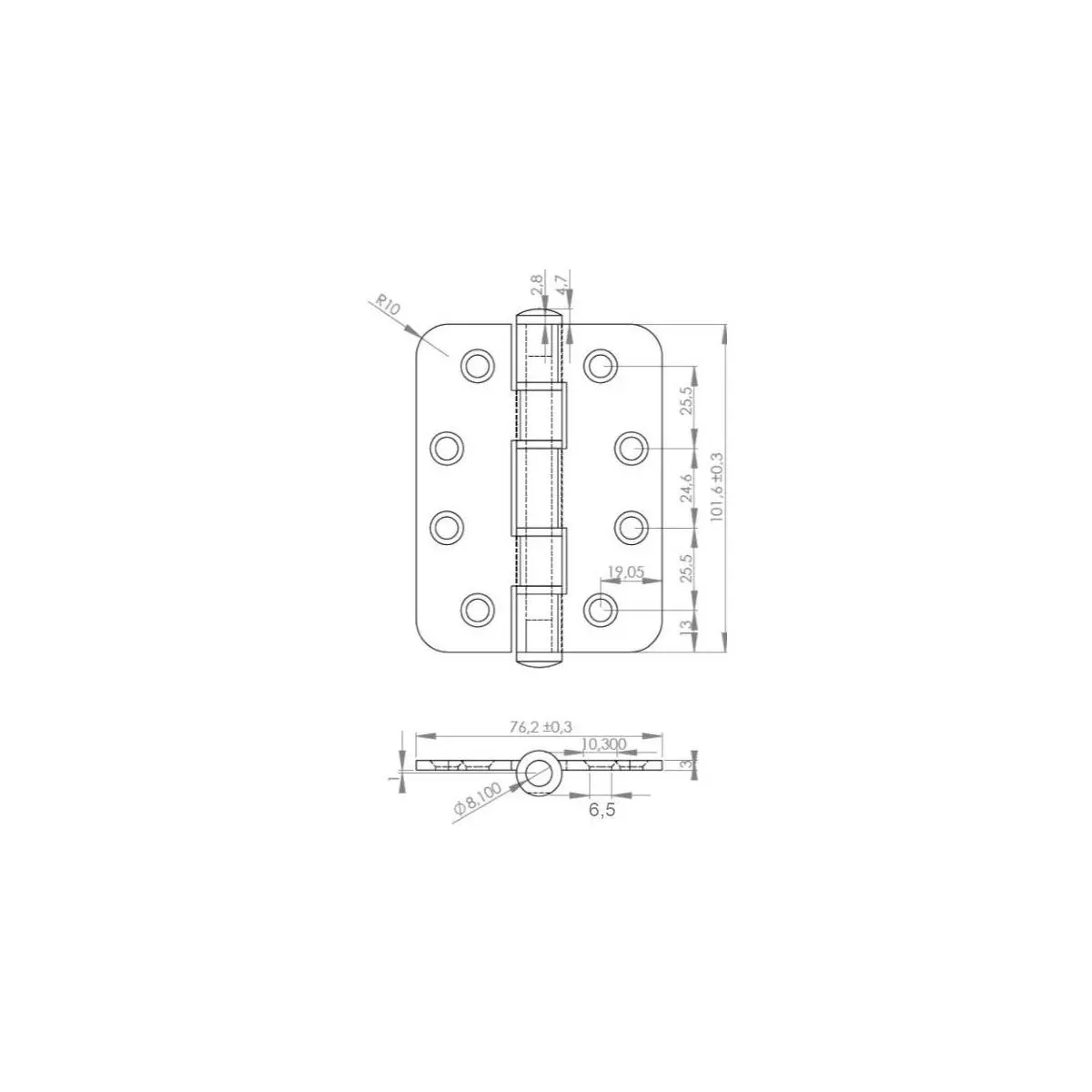 Zawias splatany do drzwi 76x102x3mm 304 - 6