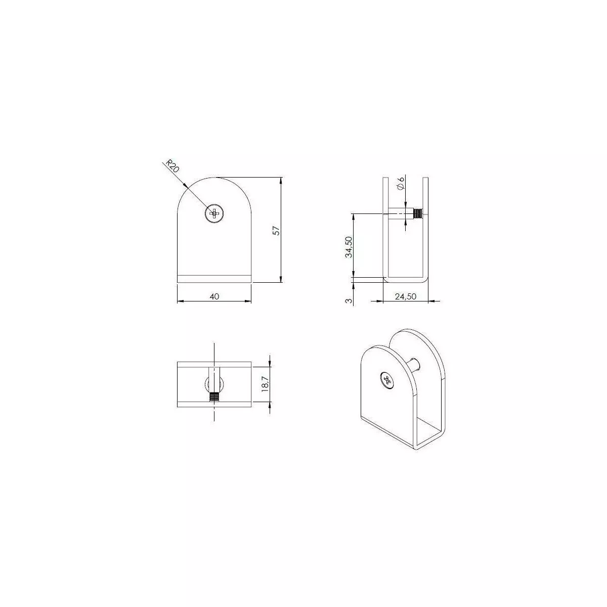Mocowanie paneli U 10-18mm - 3