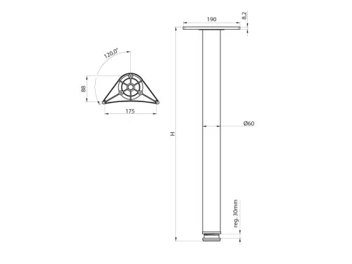 Noga DN-250-710 P2 Czarna