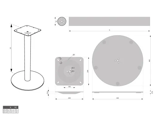 Podstawa stołu okrągła DN-451 H-730 G8 - 2