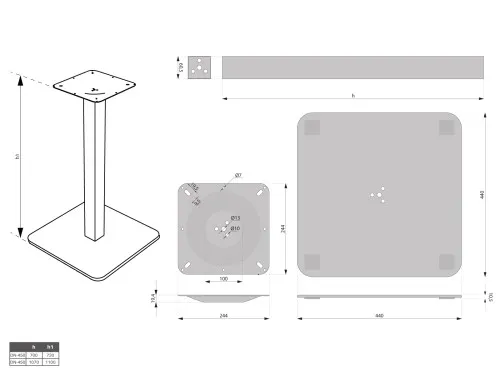 Podstawa stołu kwadratowa DN-450 H-1100 G8 - 2