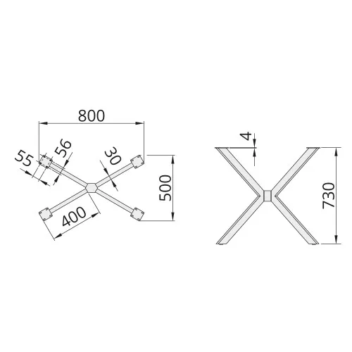 Podstawa stołu DN-979D (50x30) D50 x L80 x H730 P2 STELARIS - 2