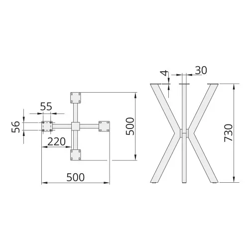 Podstawa stołu DN-978D (50x30) D50 x L50 x H730 P2 STELARIS - 2